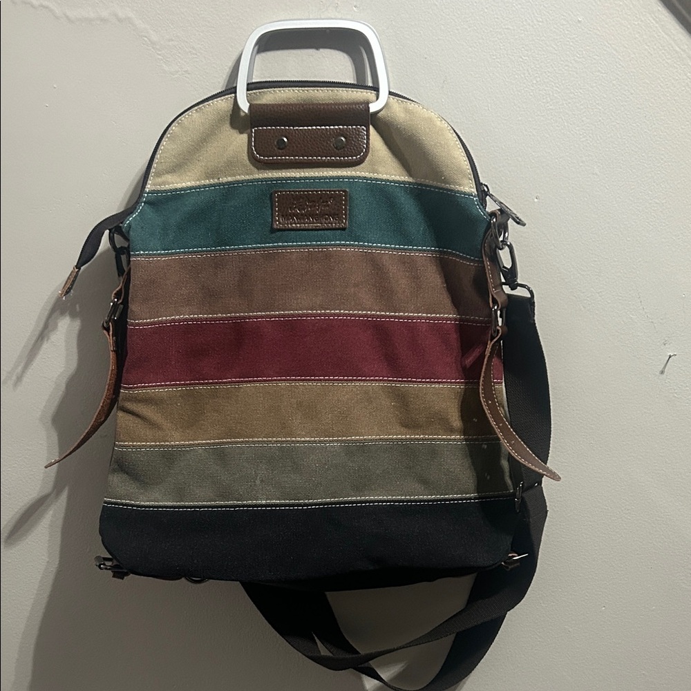 Multicolor Striped Canvas Backpack for Men